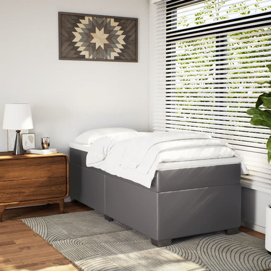 Boxspring met matras kunstleer grijs 80x200 cm