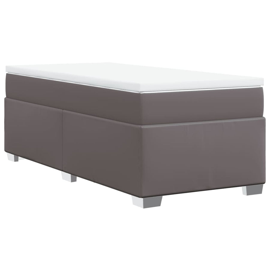 Boxspring met matras kunstleer grijs 80x200 cm