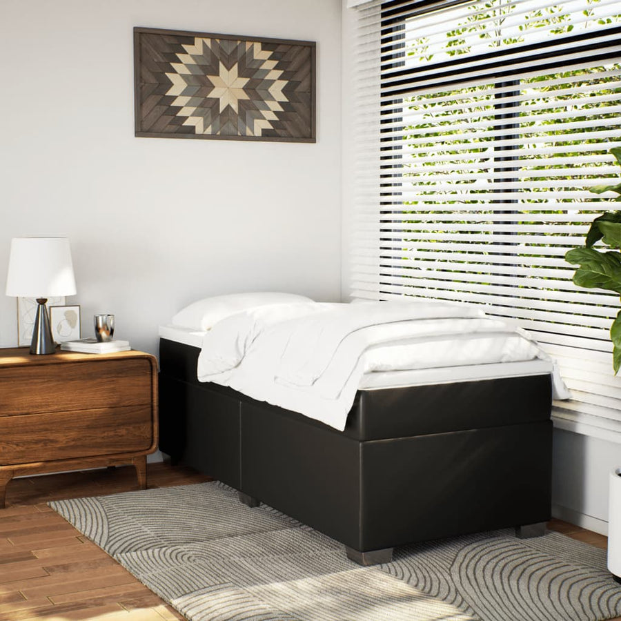 Boxspring met matras kunstleer zwart 90x190 cm
