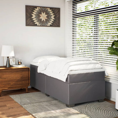 Boxspring met matras kunstleer grijs 90x190 cm