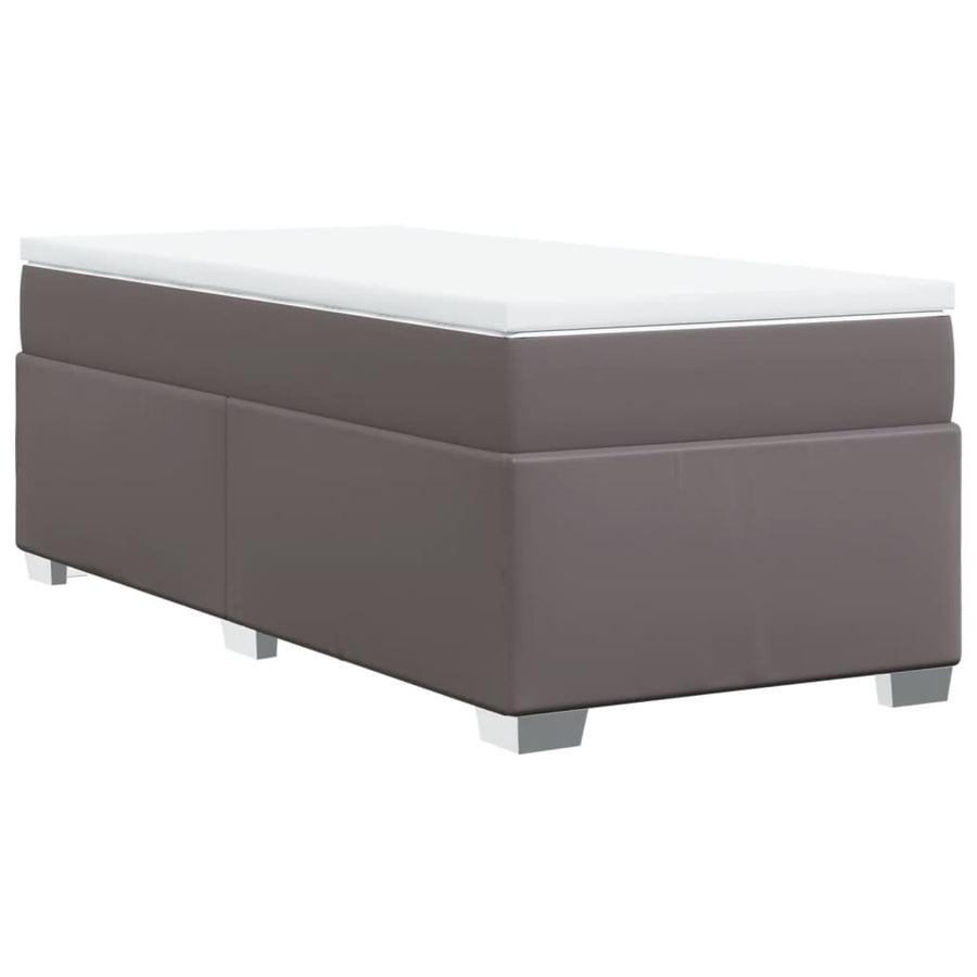 Boxspring met matras kunstleer grijs 90x190 cm