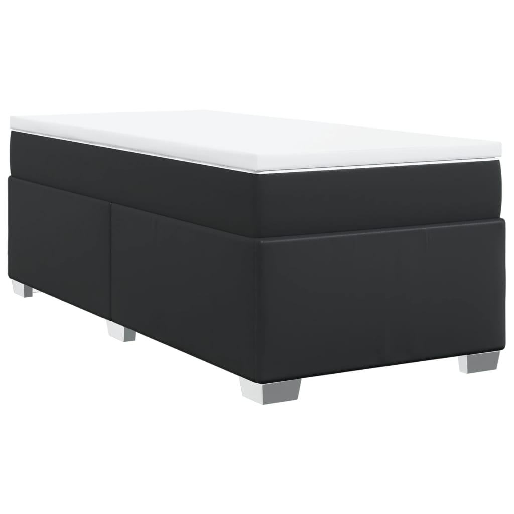 Boxspring met matras kunstleer zwart 90x200 cm