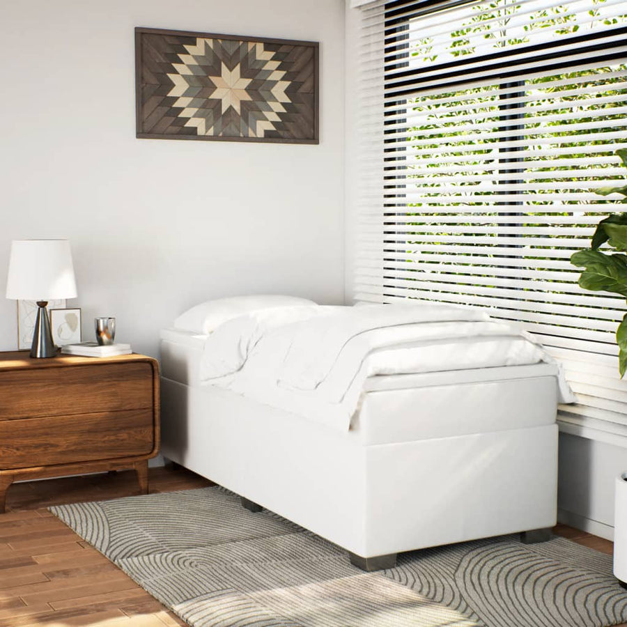 Boxspring met matras kunstleer wit 90x200 cm