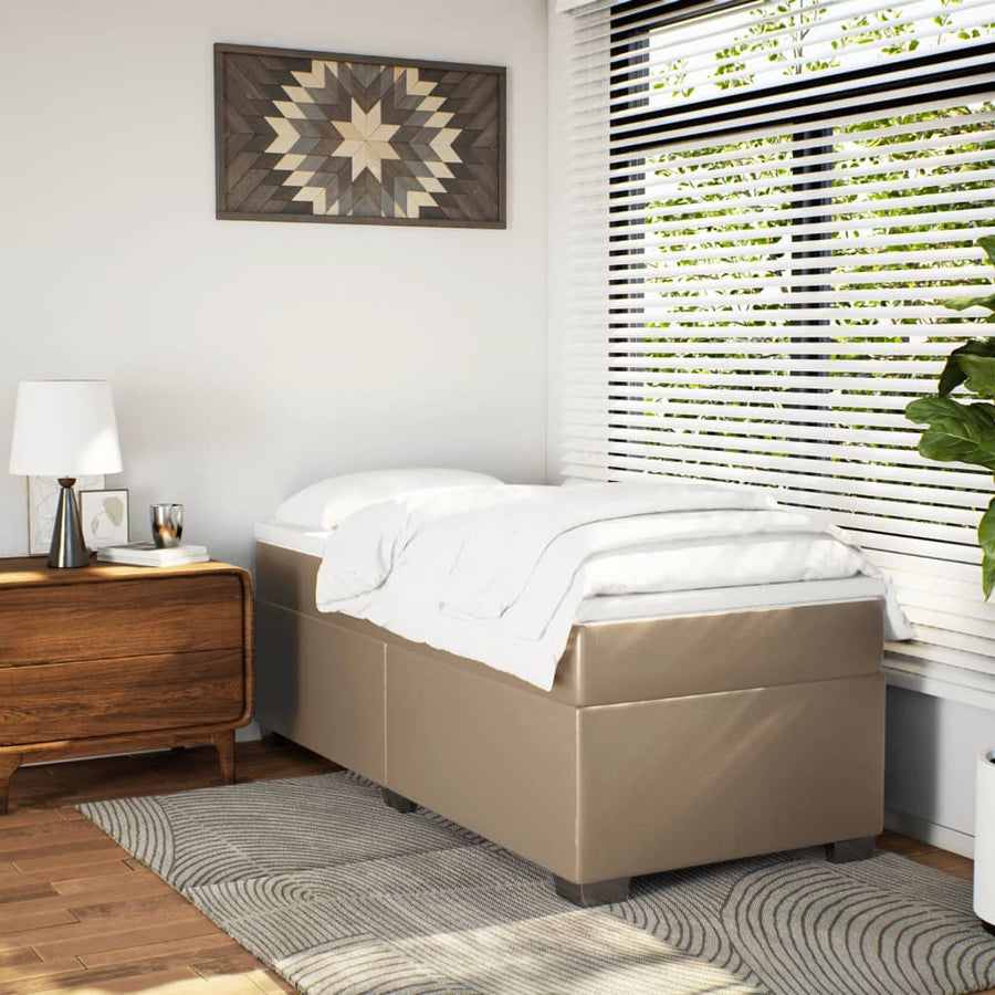 Boxspring met matras kunstleer cappuccinokleurig 90x200 cm