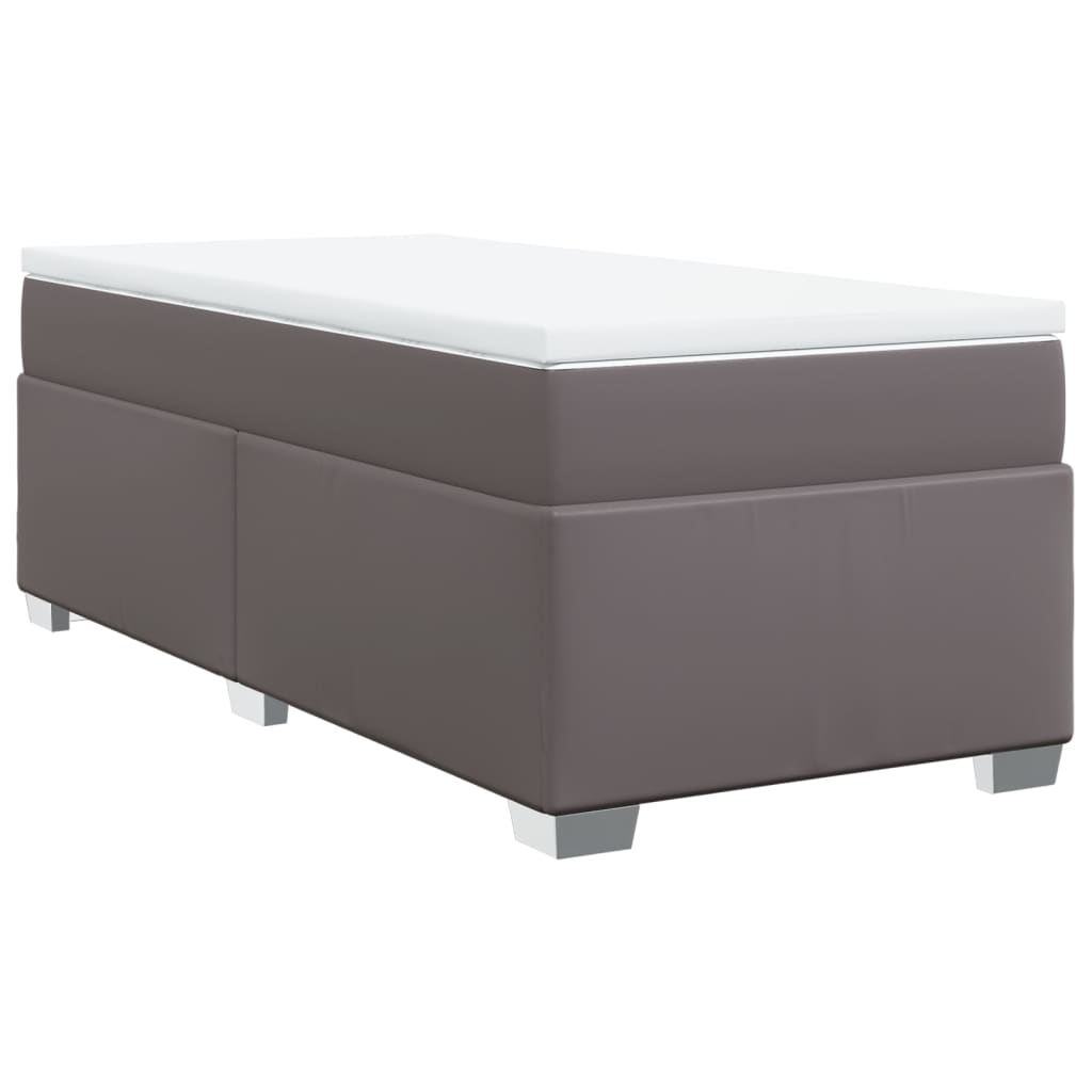 Boxspring met matras kunstleer grijs 100x200 cm