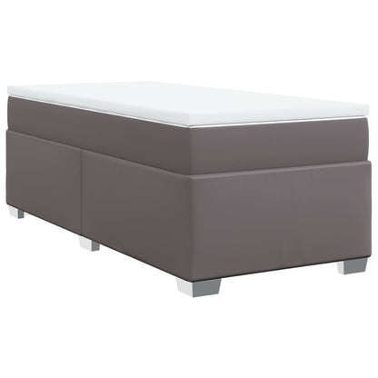 Boxspring met matras kunstleer grijs 100x200 cm