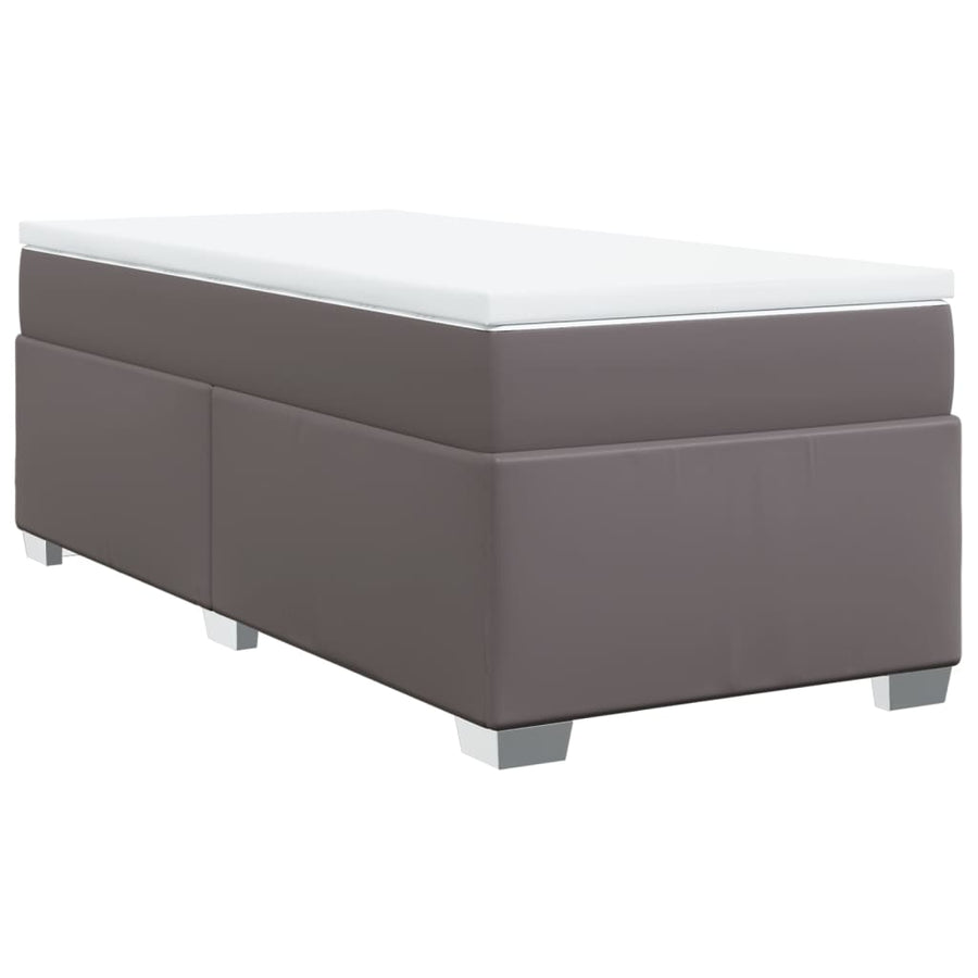 Boxspring met matras kunstleer grijs 100x200 cm
