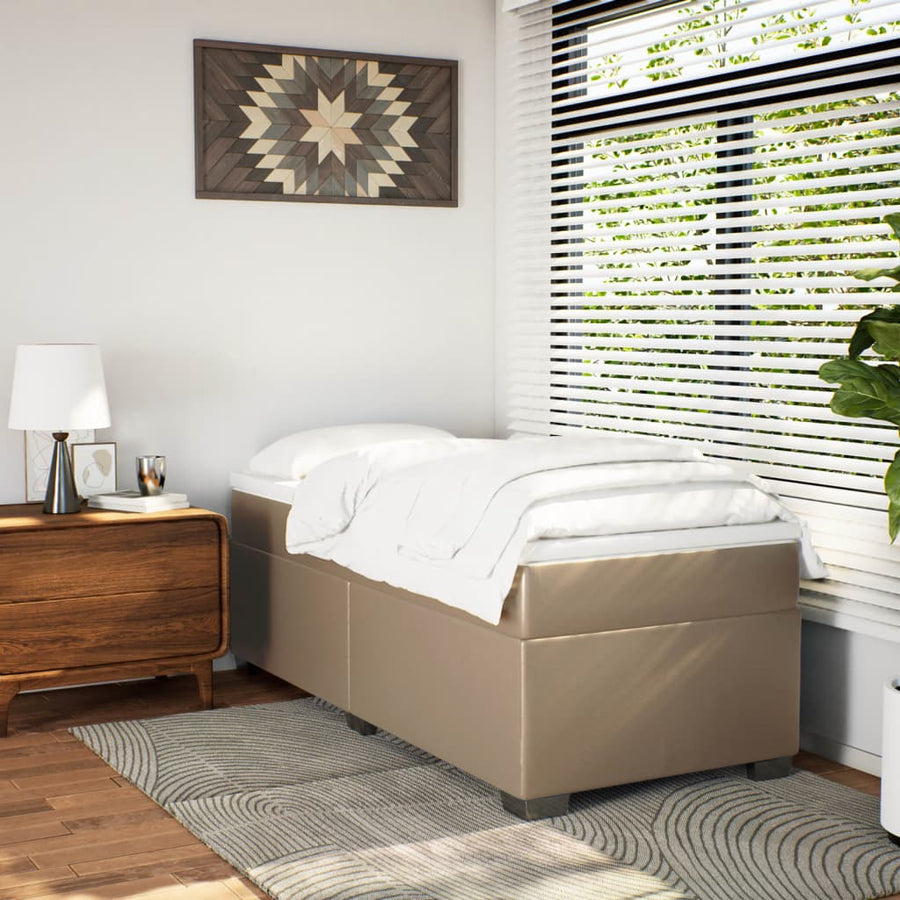 Boxspring met matras kunstleer cappuccinokleurig 100x200 cm