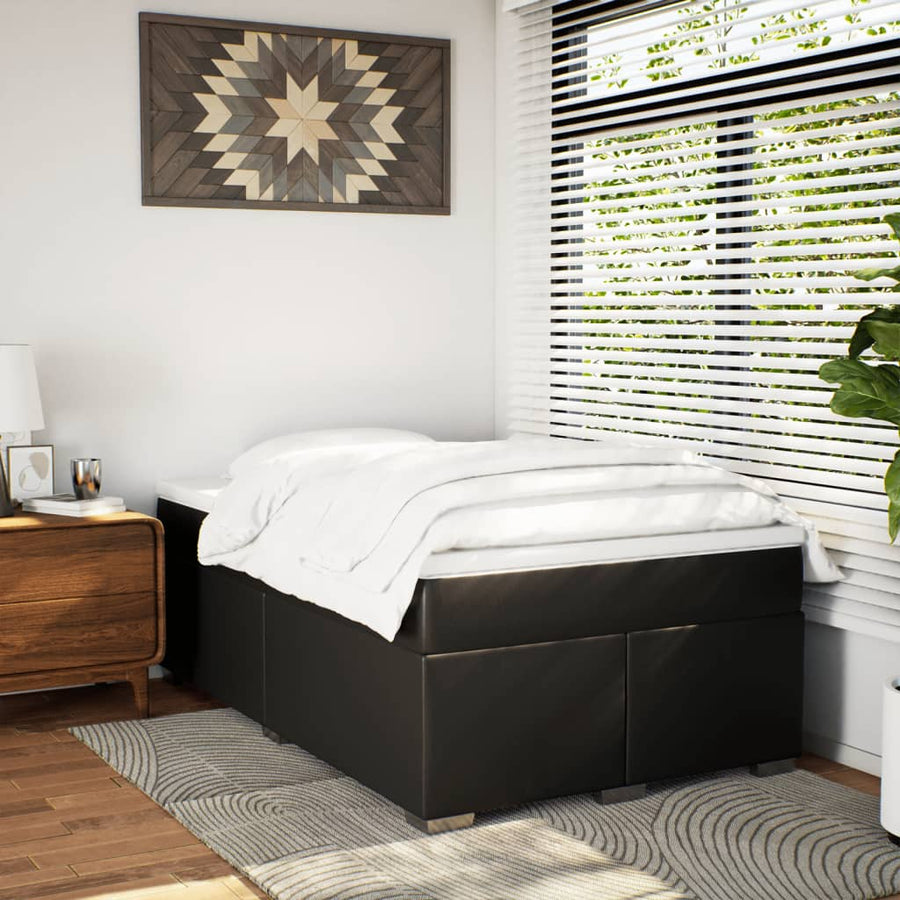Boxspring met matras kunstleer zwart 120x190 cm