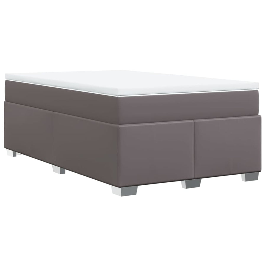 Boxspring met matras kunstleer grijs 120x190 cm