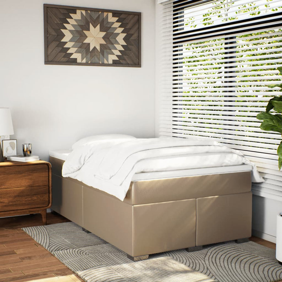 Boxspring met matras kunstleer cappuccinokleurig 120x190 cm