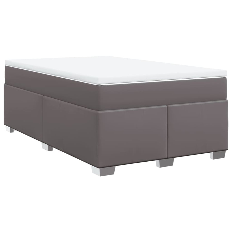 Boxspring met matras kunstleer grijs 120x200 cm