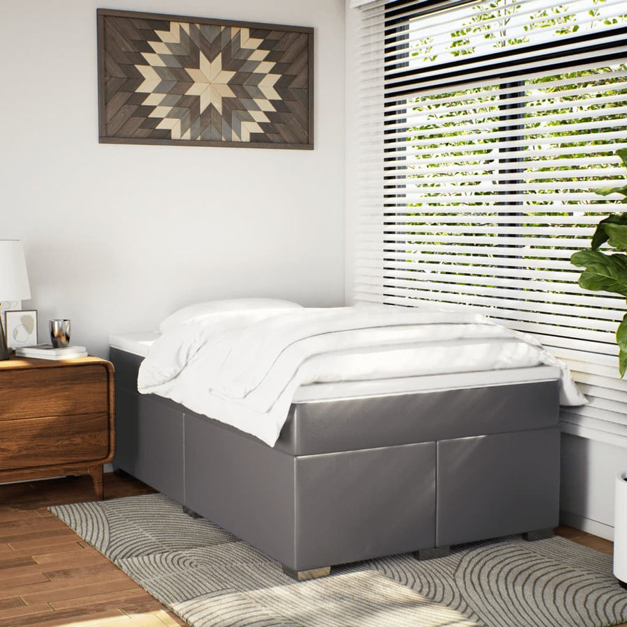 Boxspring met matras kunstleer grijs 120x200 cm