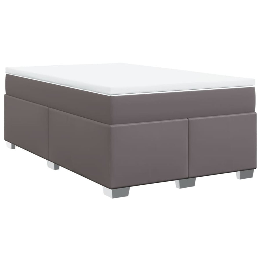Boxspring met matras kunstleer grijs 120x200 cm