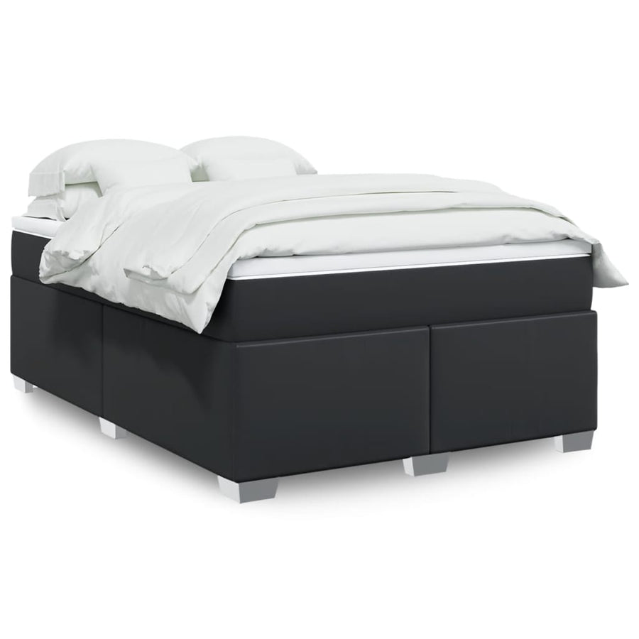 Boxspring met matras kunstleer zwart 140x190 cm