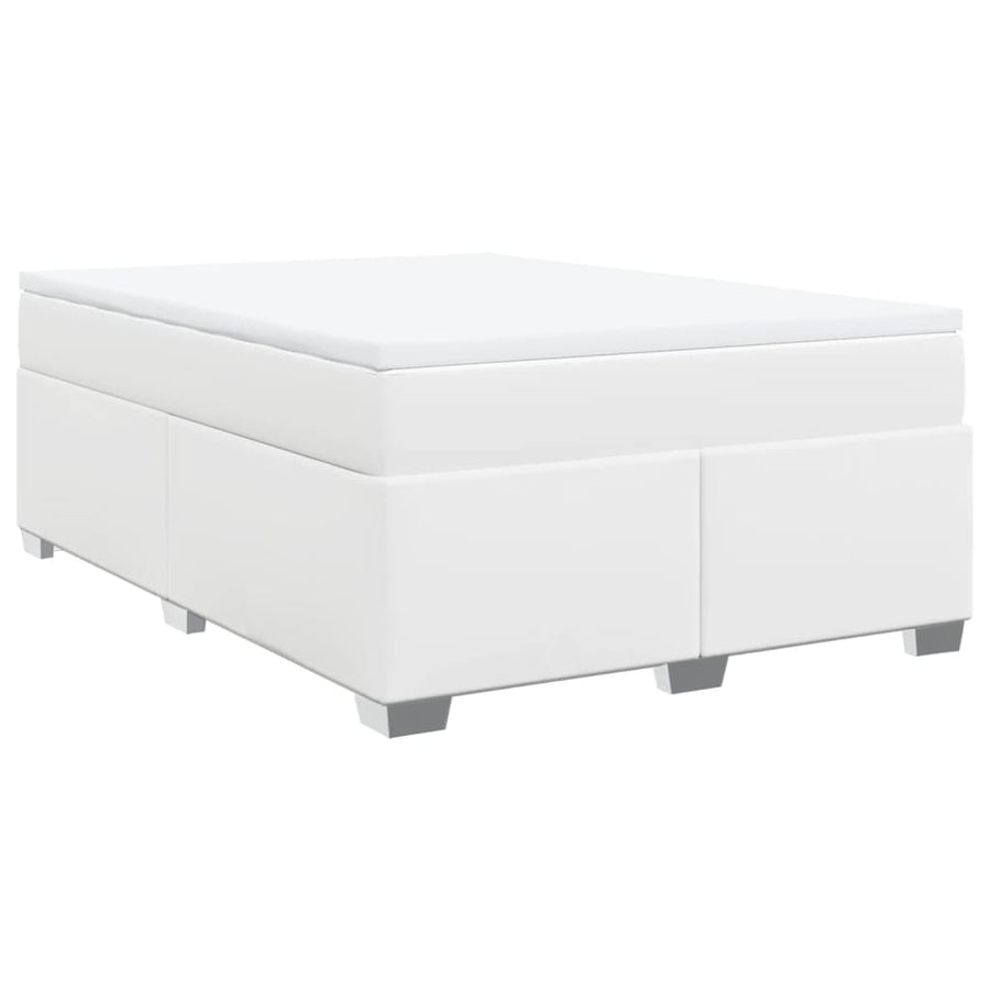 Boxspring met matras kunstleer wit 140x190 cm