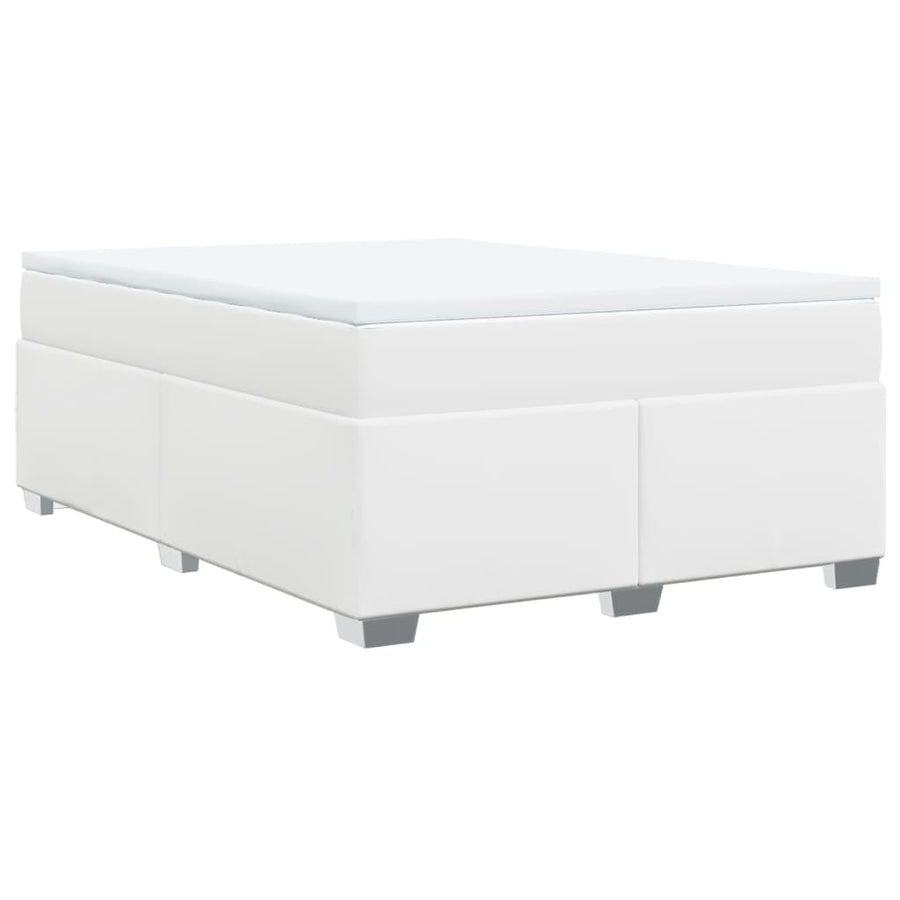 Boxspring met matras kunstleer wit 140x190 cm