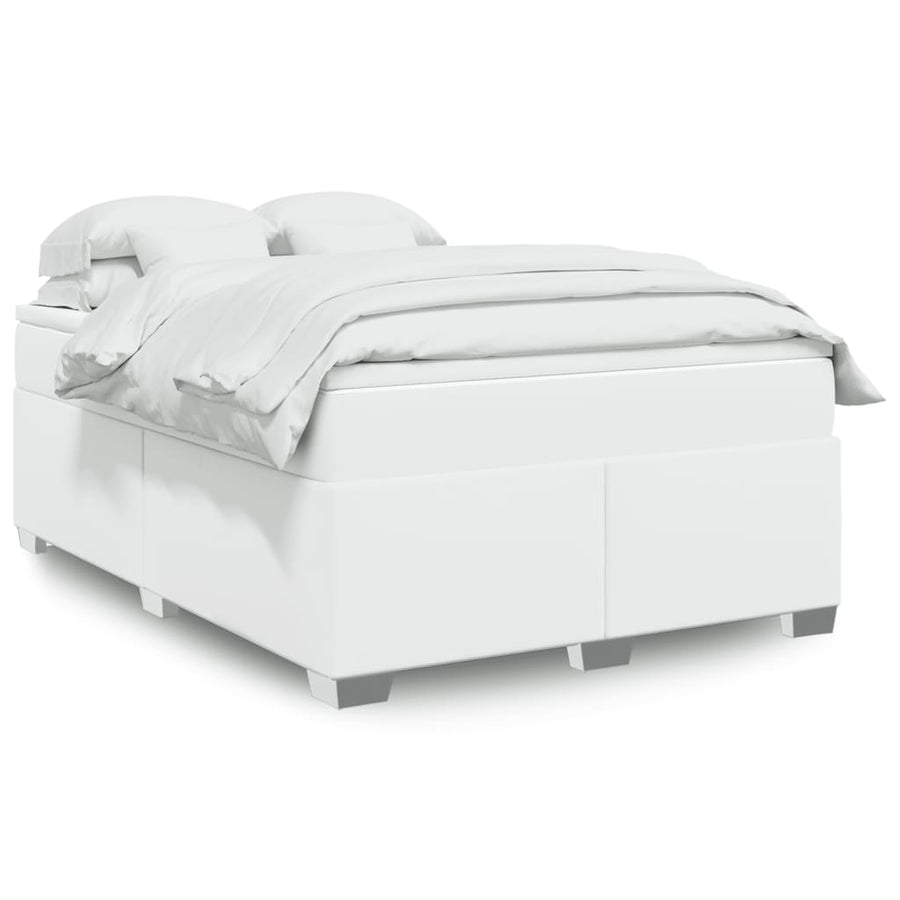 Boxspring met matras kunstleer wit 140x190 cm