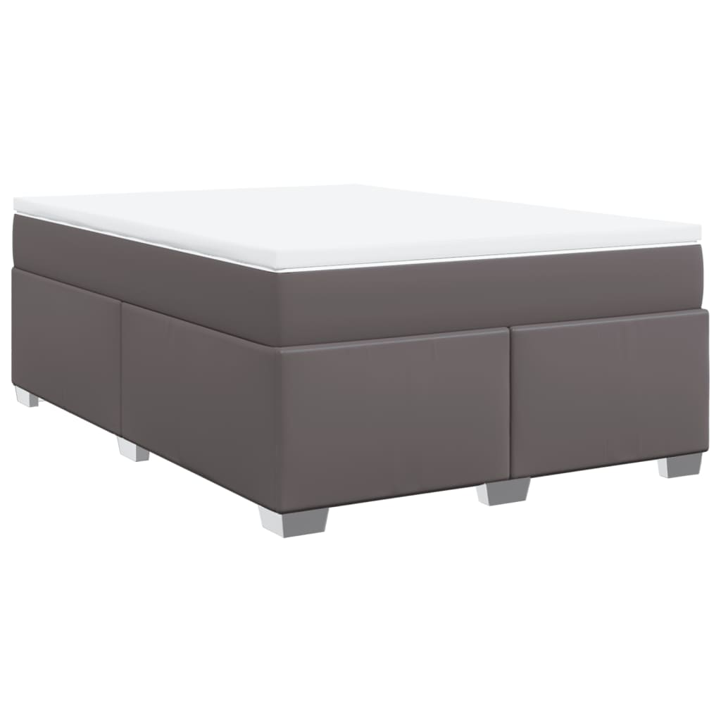 Boxspring met matras kunstleer grijs 140x190 cm