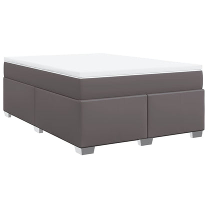 Boxspring met matras kunstleer grijs 140x190 cm