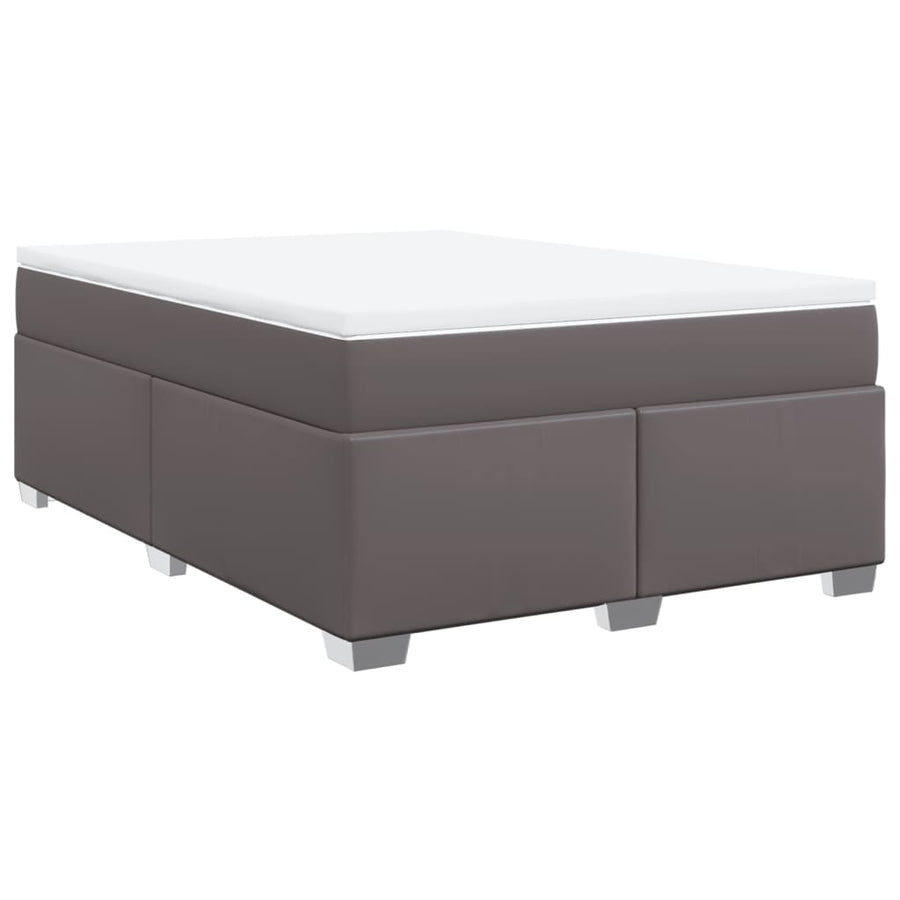 Boxspring met matras kunstleer grijs 140x190 cm