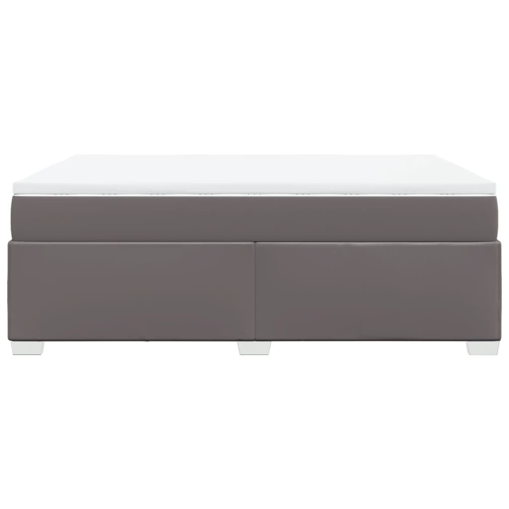 Boxspring met matras kunstleer grijs 140x190 cm