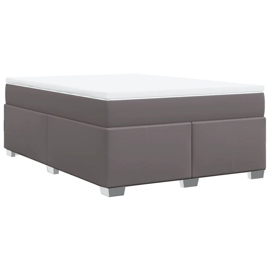 Boxspring met matras kunstleer grijs 140x190 cm