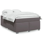 Box spring with mattress faux leather grey 140x190 cm
