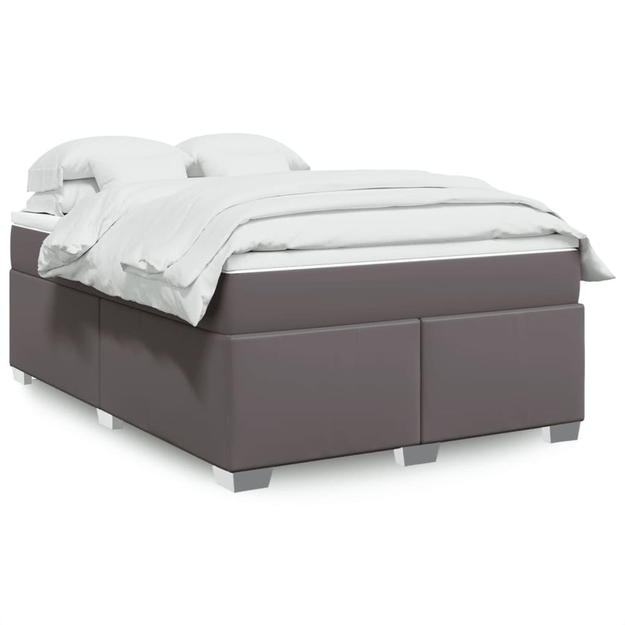 Boxspring met matras kunstleer grijs 140x190 cm