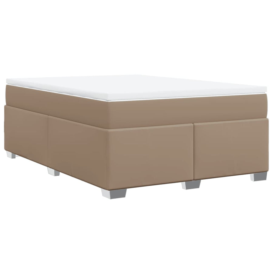 Boxspring met matras kunstleer cappuccinokleurig 140x190 cm