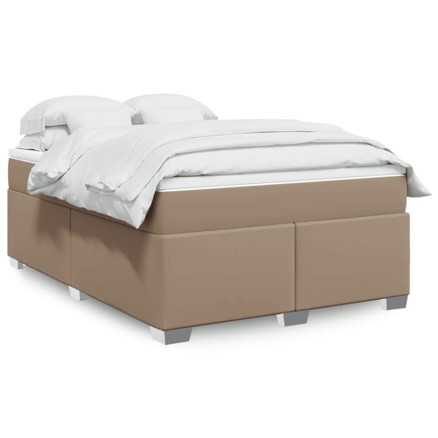 Boxspring met matras kunstleer cappuccinokleurig 140x190 cm
