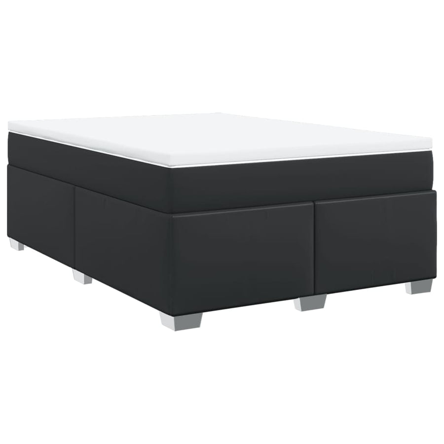Boxspring met matras kunstleer zwart 140x200 cm