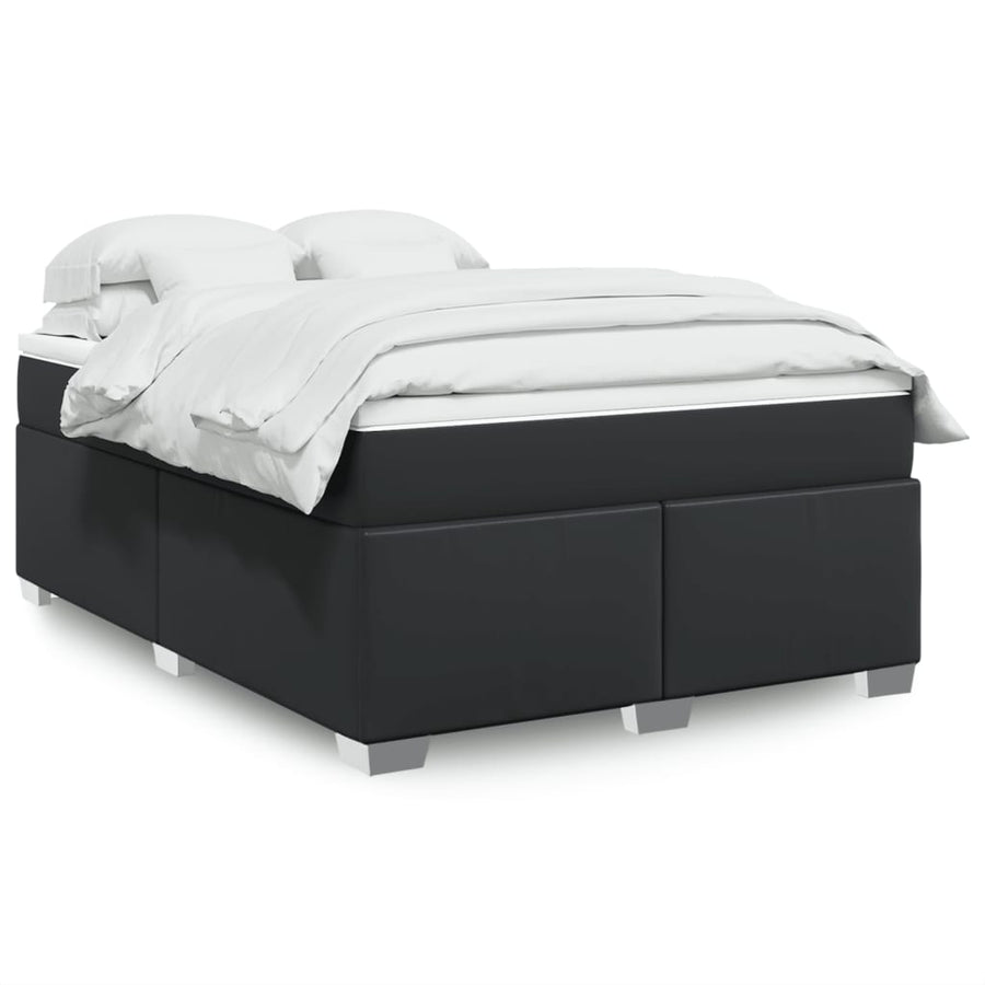 Boxspring met matras kunstleer zwart 140x200 cm