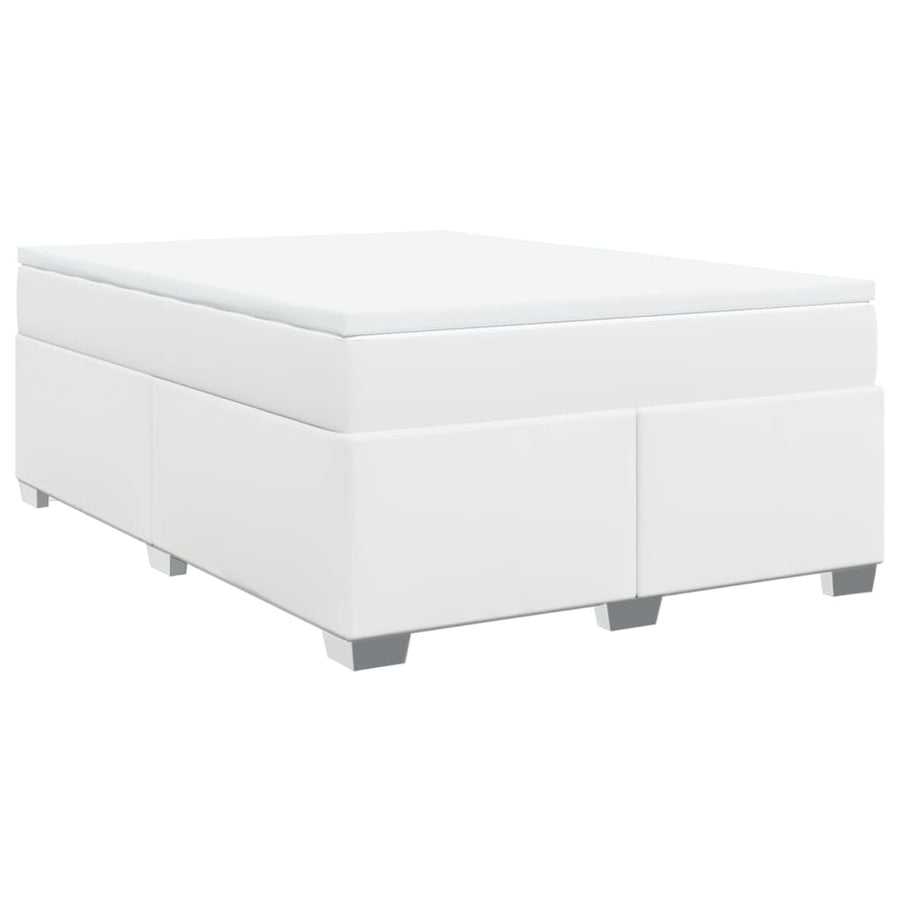 Boxspring met matras kunstleer wit 140x200 cm