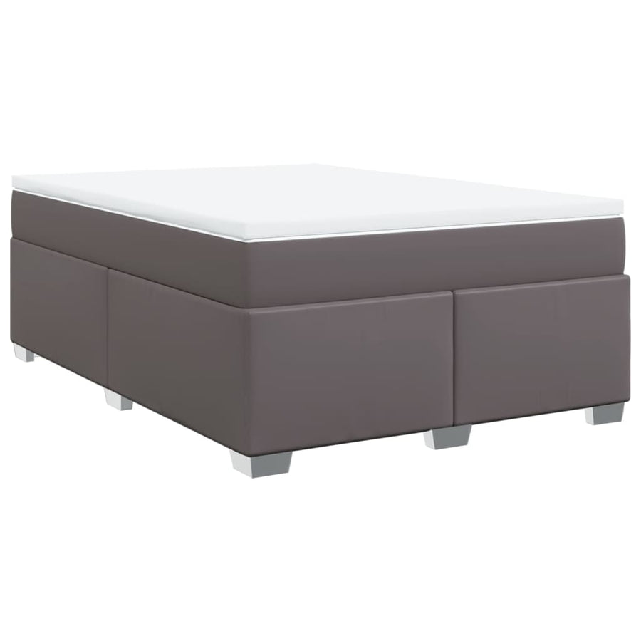 Boxspring met matras kunstleer grijs 140x200 cm