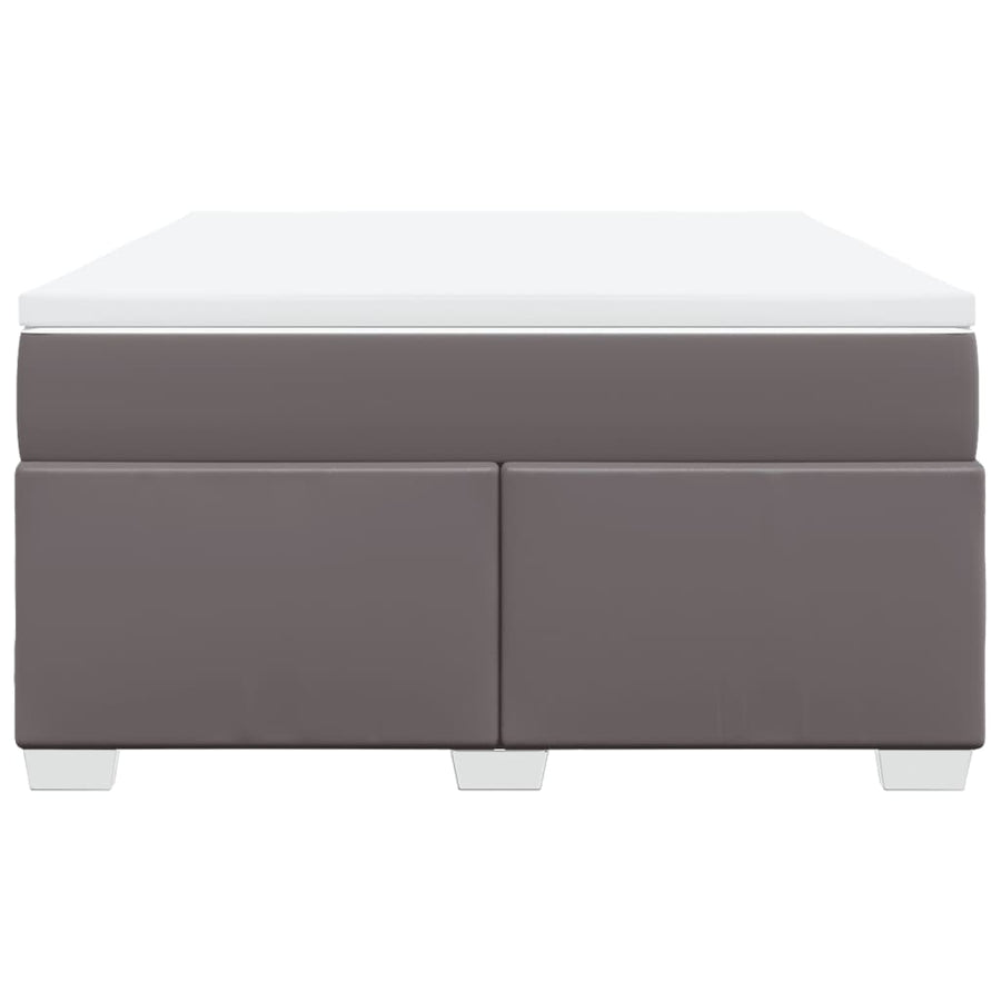 Boxspring met matras kunstleer grijs 140x200 cm