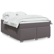 Boxspring met matras 140x200 cm grijs kunstleer