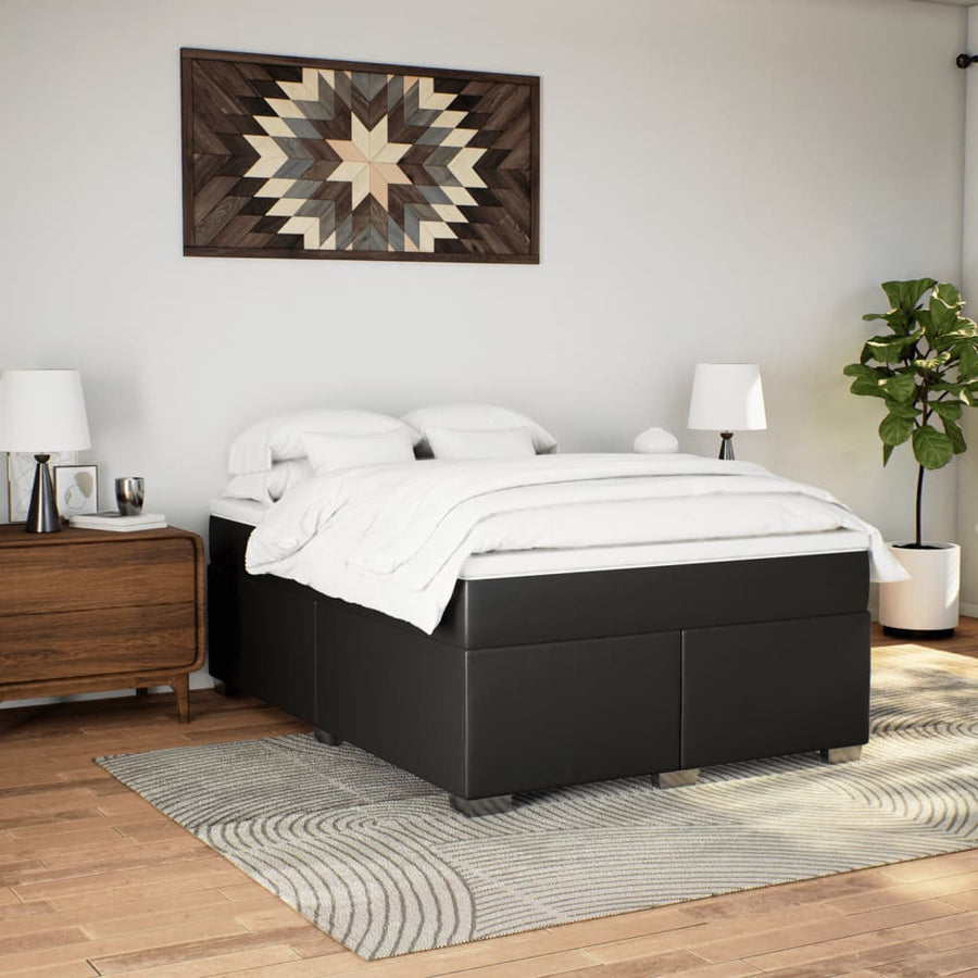 Boxspring met matras kunstleer zwart 160x200 cm