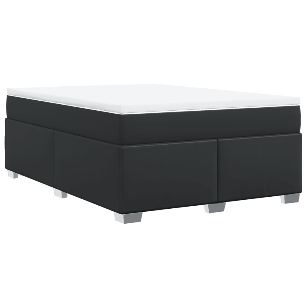 Boxspring met matras kunstleer zwart 160x200 cm