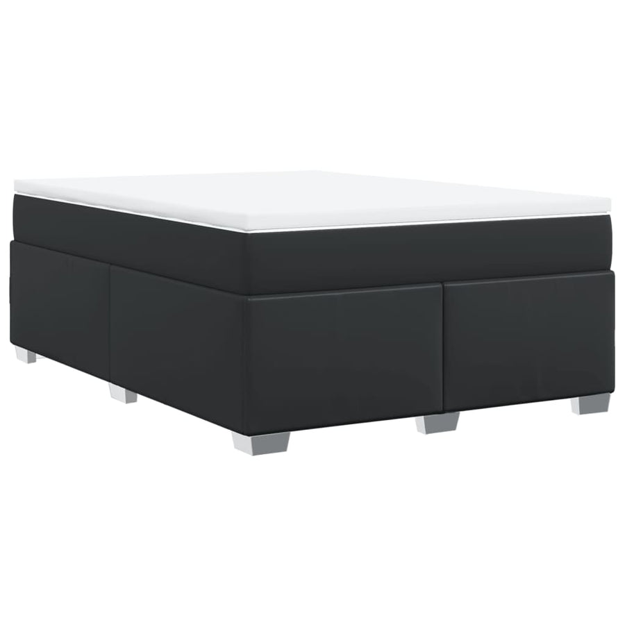 Boxspring met matras kunstleer zwart 160x200 cm