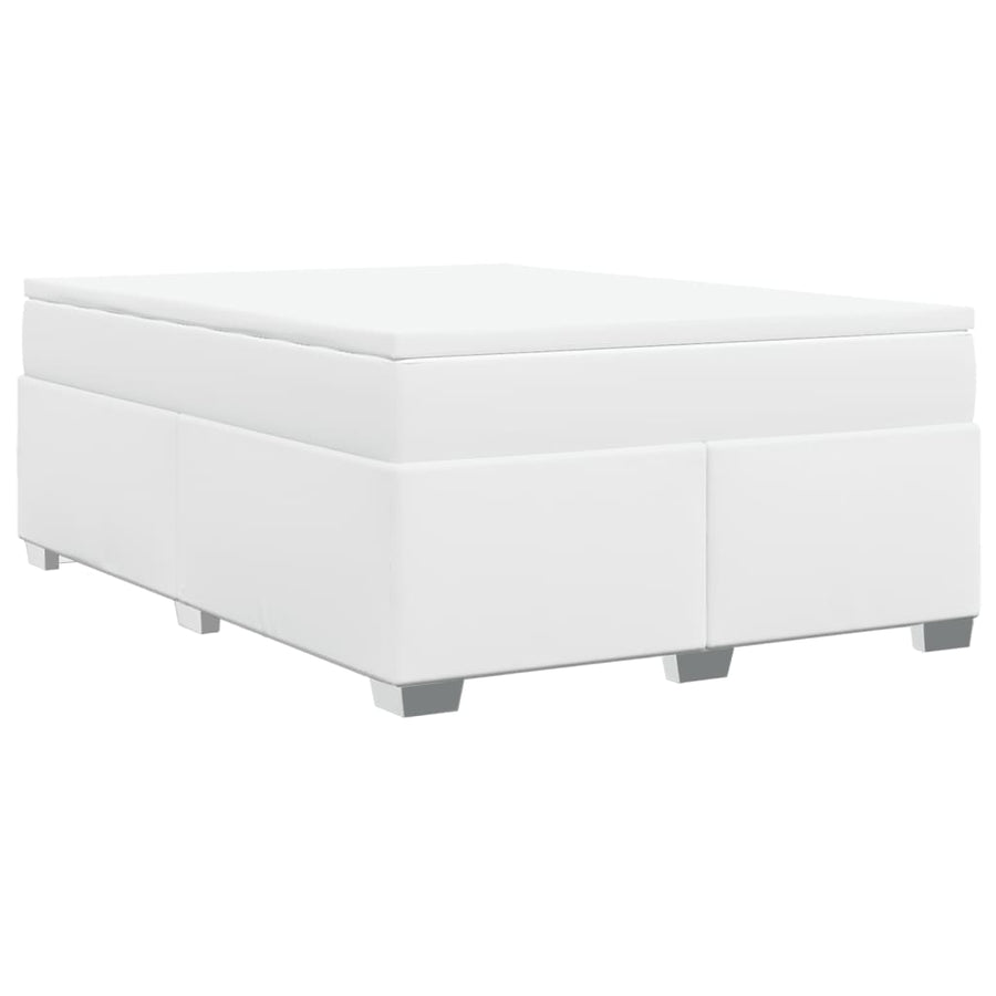 Boxspring met matras kunstleer wit 160x200 cm