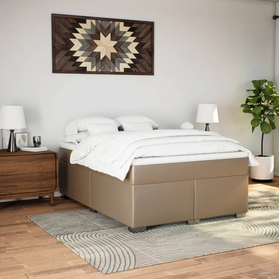Boxspring met matras kunstleer cappuccinokleurig 160x200 cm