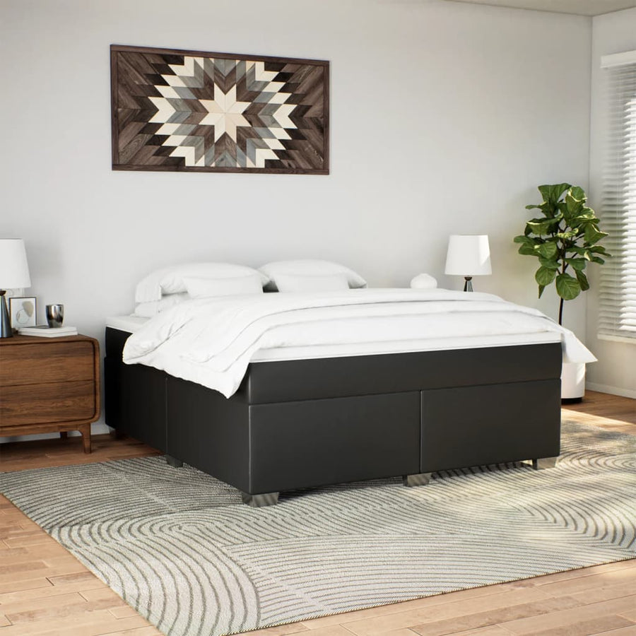 Boxspring met matras kunstleer zwart 180x200 cm