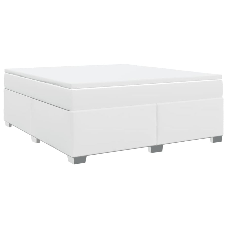 Boxspring met matras kunstleer wit 180x200 cm
