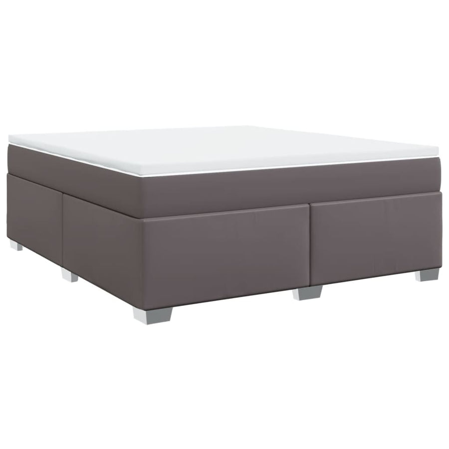 Boxspring met matras kunstleer grijs 180x200 cm