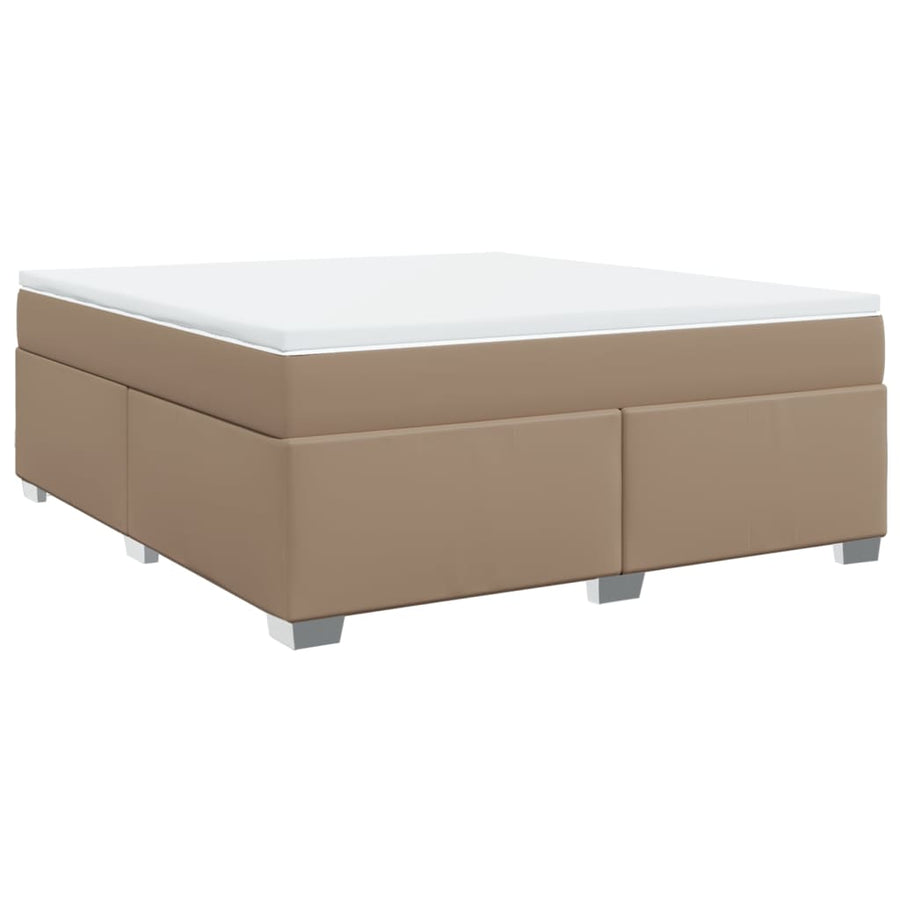 Boxspring met matras kunstleer cappuccinokleurig 180x200 cm