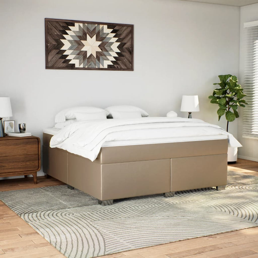 Boxspring met matras kunstleer cappuccinokleurig 180x200 cm