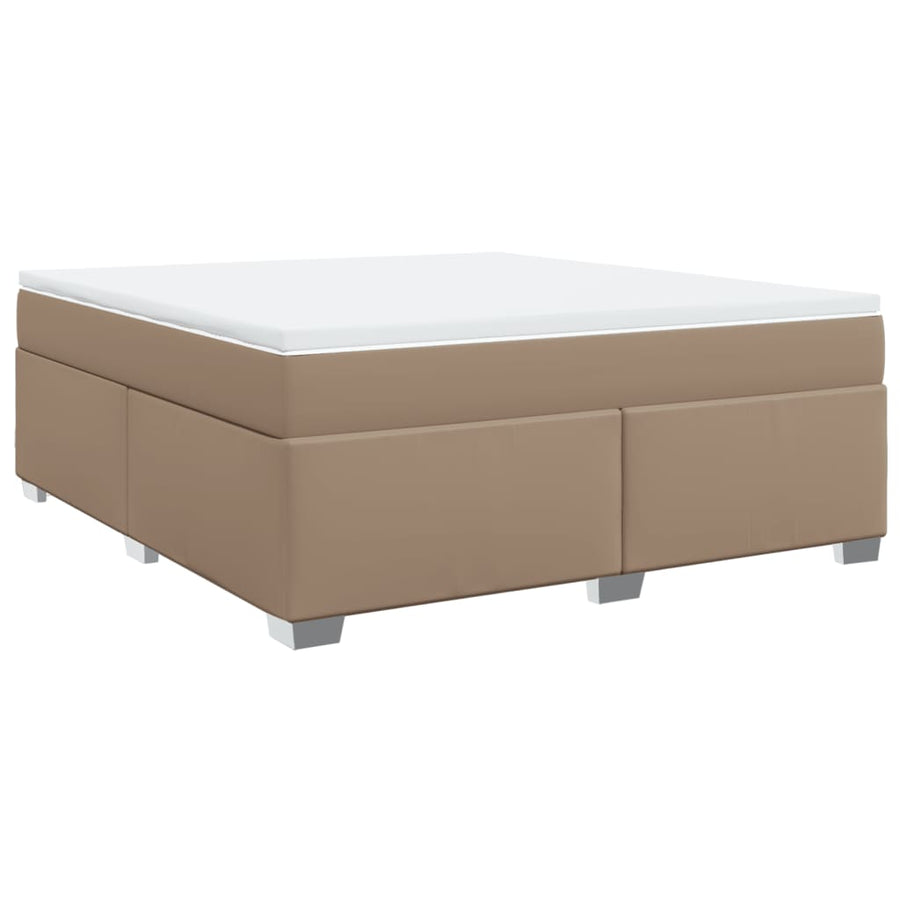 Boxspring met matras kunstleer cappuccinokleurig 180x200 cm
