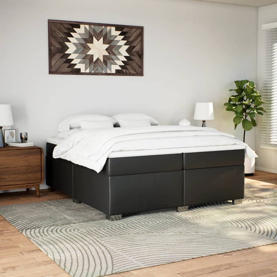 Boxspring met matras kunstleer zwart 200x200 cm