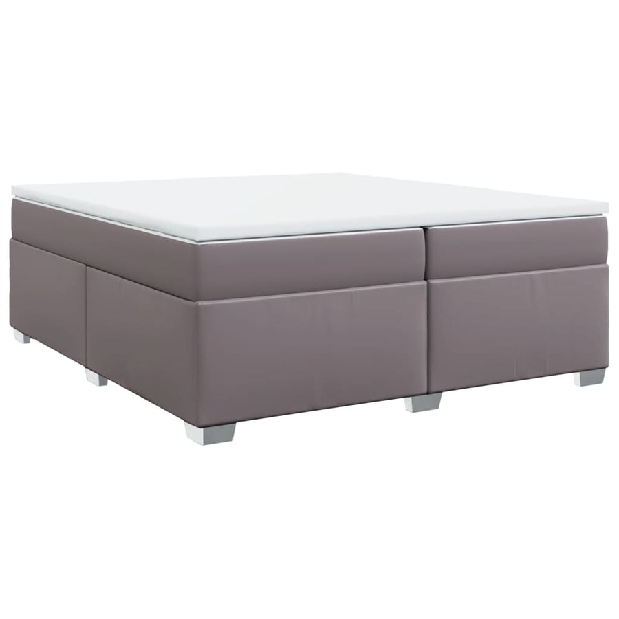 Boxspring met matras kunstleer grijs 200x200 cm
